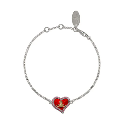 Vivienne Westwood Petra Irregular Heart Saturn Logo Bracelet Silver Unisex 8050889743996