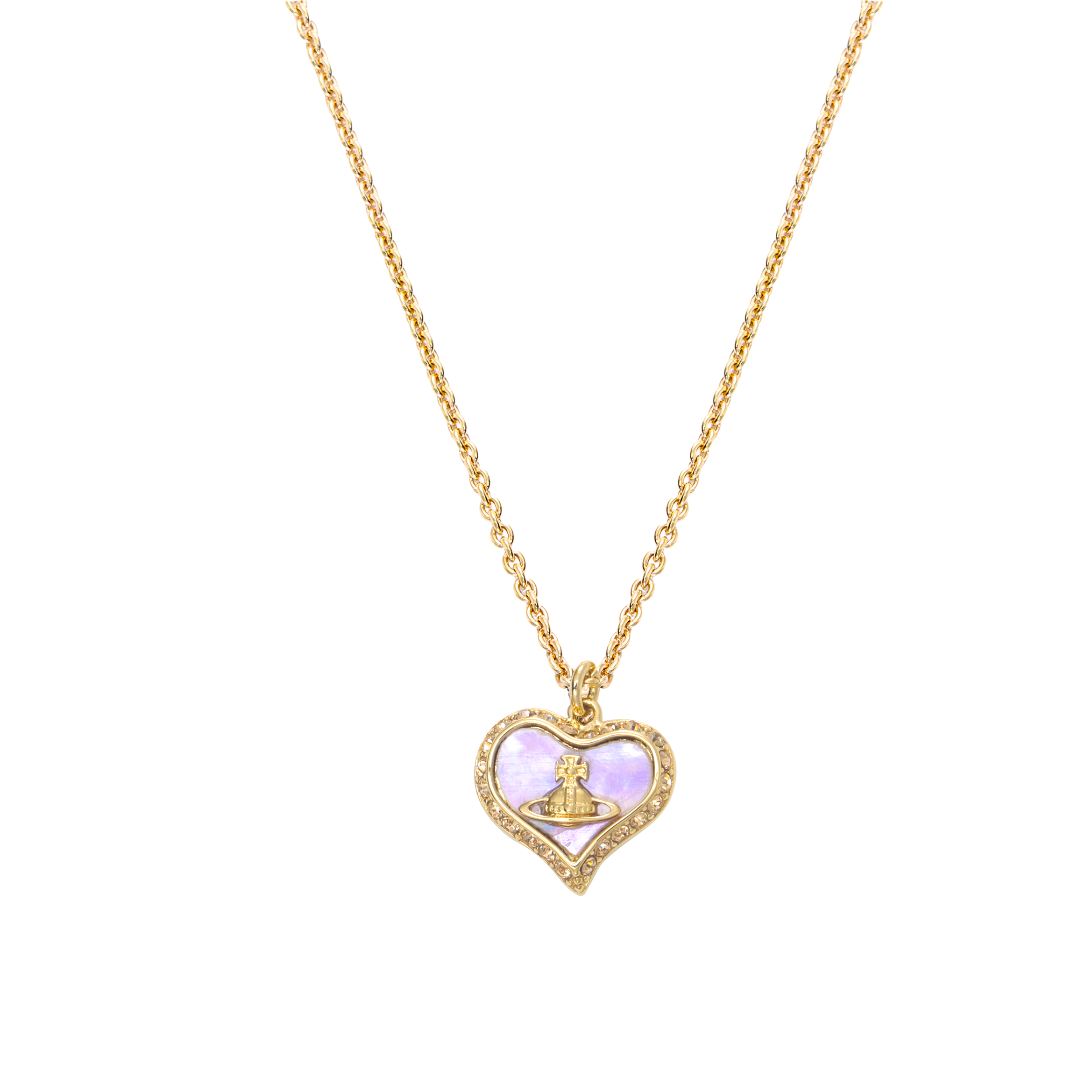 Vivienne Westwood Petra Pearl Heart Necklace Brass Purple Gold Unisex Couple. 6302010302R608R608 圖 2