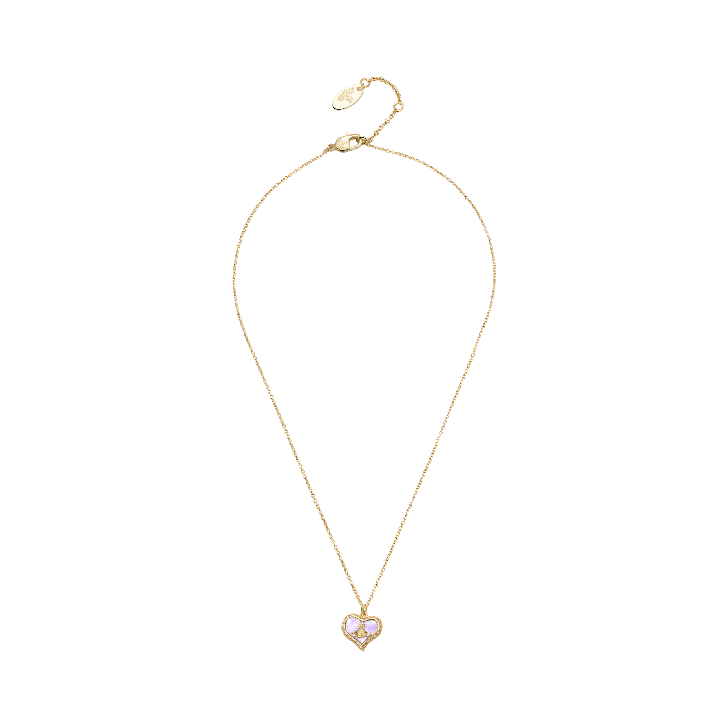 Vivienne Westwood Petra Pearl Heart Necklace Brass Purple Gold Unisex Couple. 6302010302R608R608 圖 4