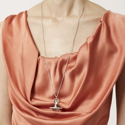 Vivienne Westwood 龐克星球3D透明土星吊墜項鍊 銀色中性款 63020112W110W110 Shop Vivienne Westwood 龐克星球3D透明土星吊墜項鍊 銀色中性款 63020112W110W110