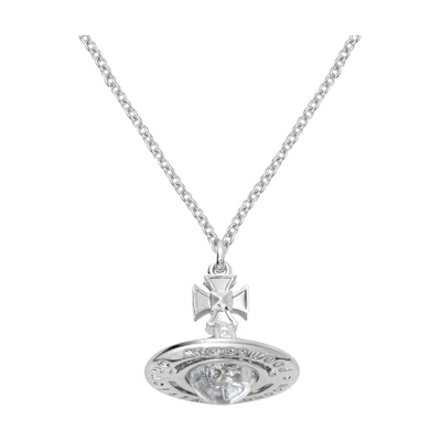 Vivienne Westwood Pina Small Saturn Pendant Brass Necklace Unisex Silver. 6302011302P116CNP116
