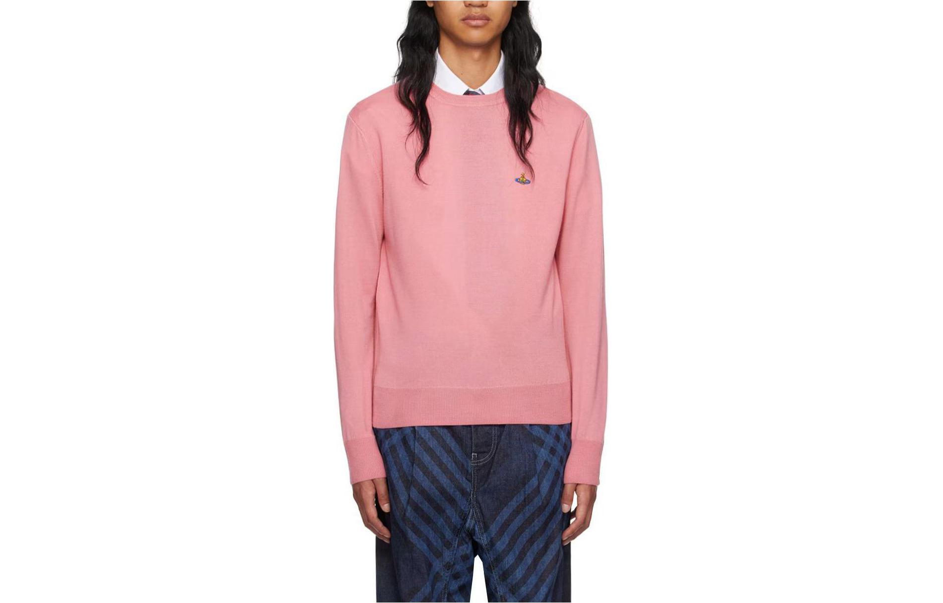 Vivienne Westwood Pink Logo Embroidered Crewneck Long Sleeve Sweatshirt Men 2701000O-Y0006-G401