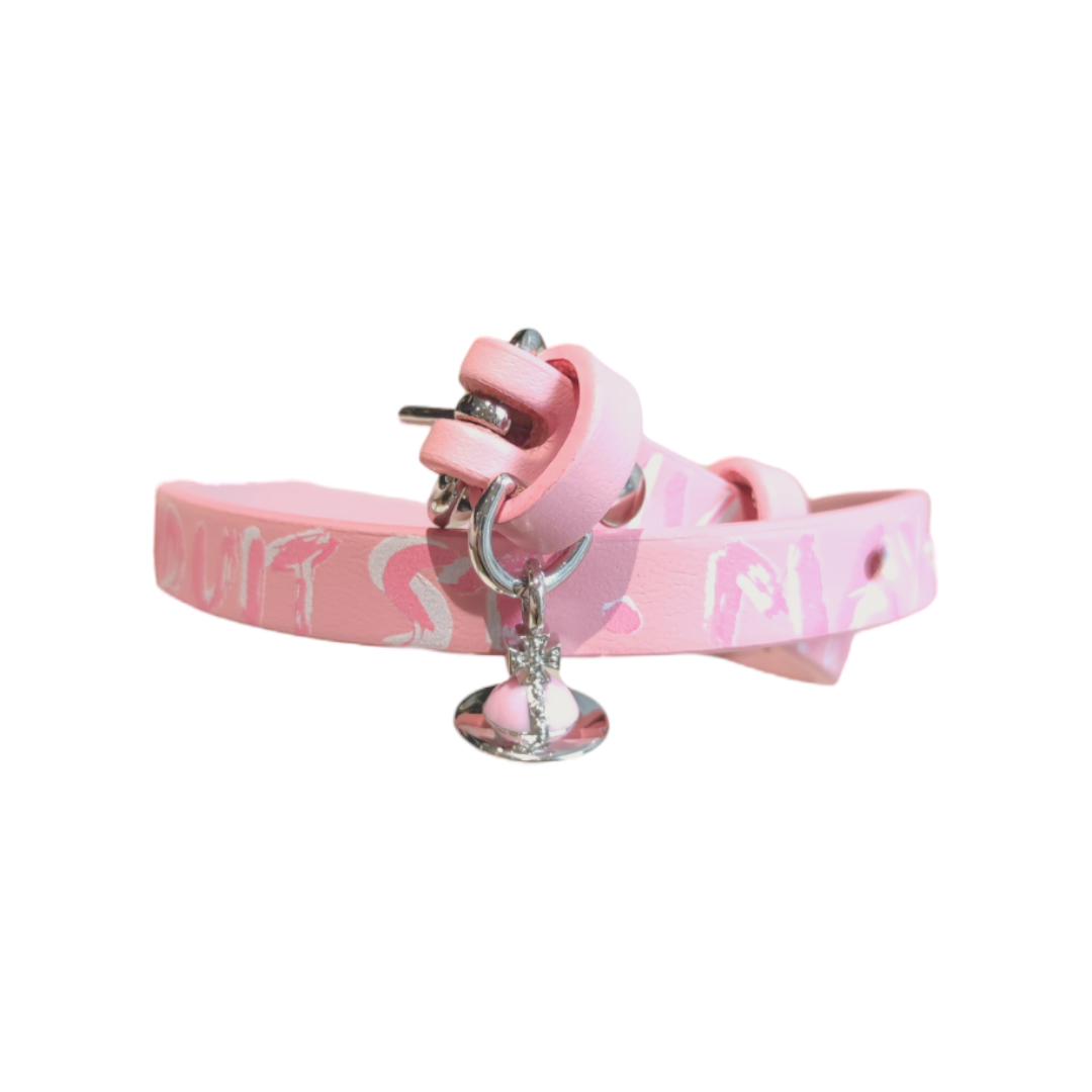 Vivienne Westwood Pink Saturn Pendant Leather Choker Necklace Unisex Couples. 6303002802P371 圖 3