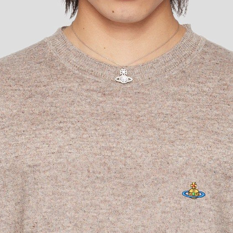 Shop 薇薇安·魏斯伍德男款銀色星球墜飾項鍊 241314M145061