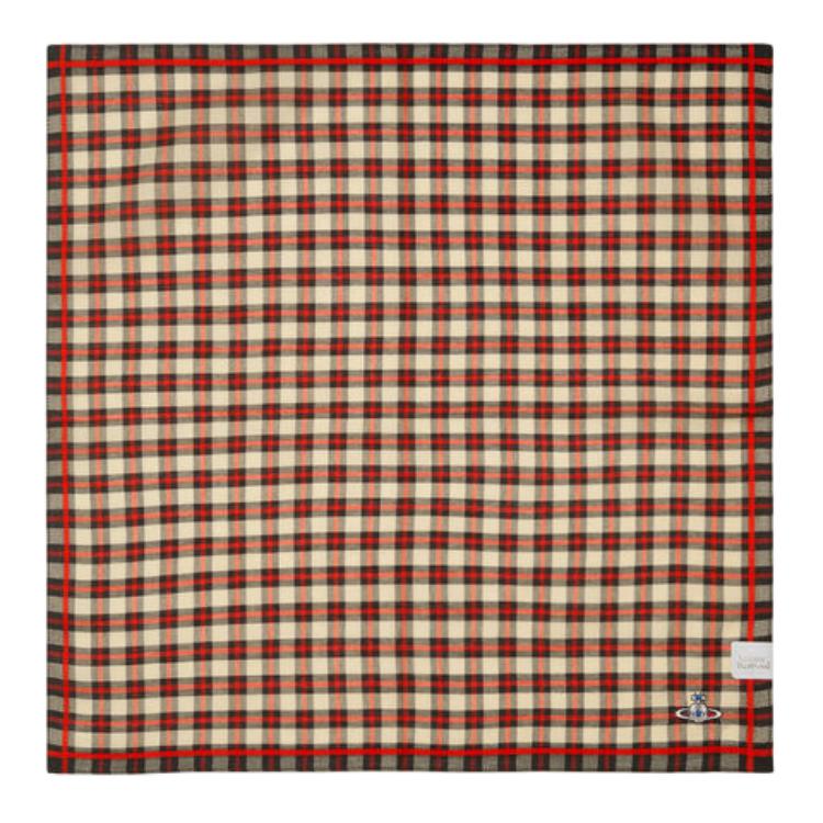 Vivienne Westwood Red Logo Embroidered Cotton Scarf Unisex Couples Style 8057555433823
