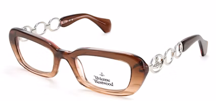Vivienne Westwood Retro Rectangle Optical Glasses Unisex Couple Brown Pink. VW1060-1-133 Vivienne Westwood Retro Rectangle Optical Glasses Unisex Couple Brown Pink. VW1060-1-133