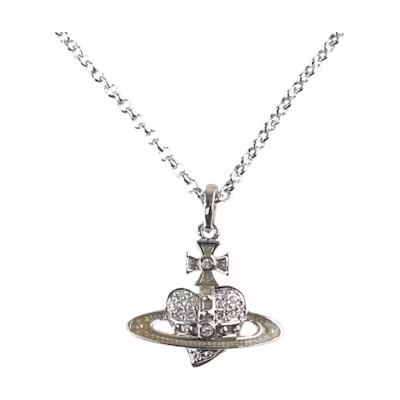 Vivienne Westwood Reverse Heart Saturn Necklace Silver Unisex Couple Design. 752468B1-B