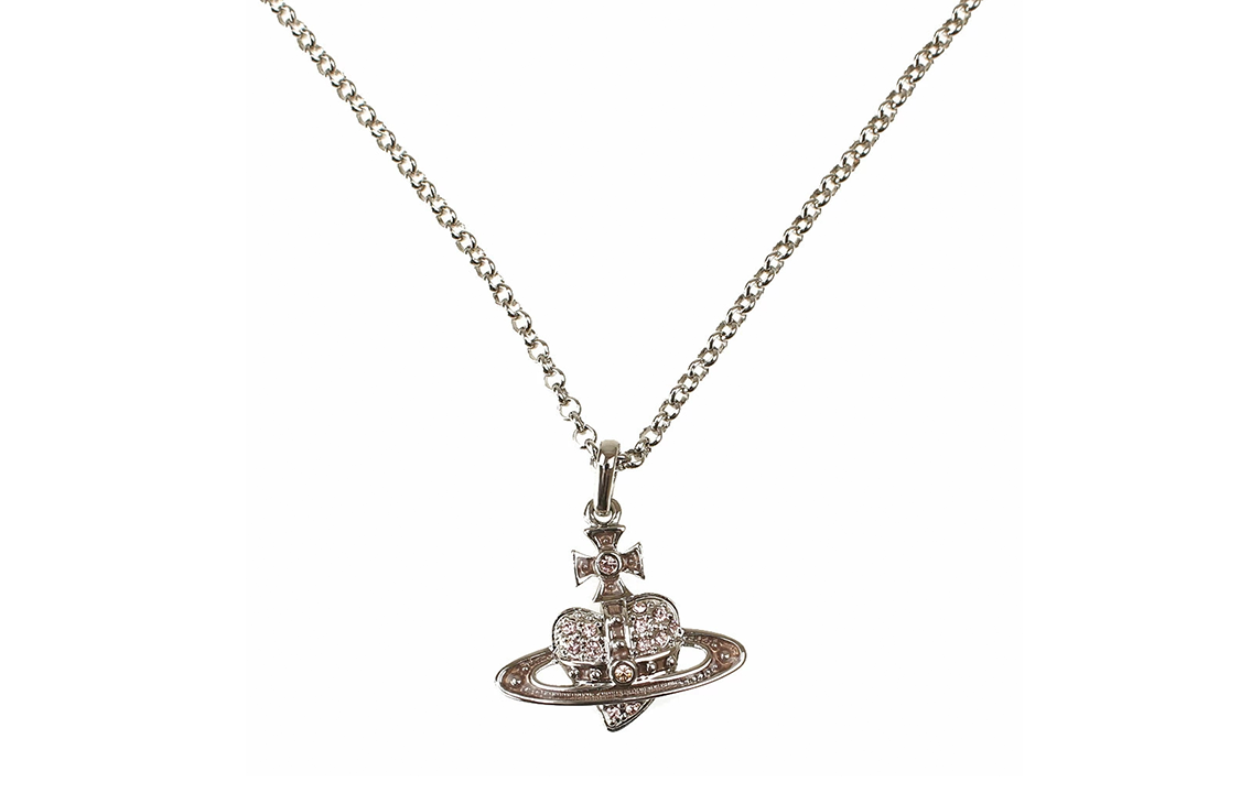 Vivienne Westwood Reverse Heart Saturn Pendant Necklace Unisex Silver. 6302039O02P255CN
