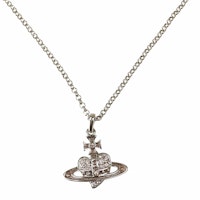 Vivienne Westwood Reverse Heart Saturn Pendant Necklace Unisex Silver. 6302039O02P255CN Vivienne Westwood Reverse Heart Saturn Pendant Necklace Unisex Silver. 6302039O02P255CN