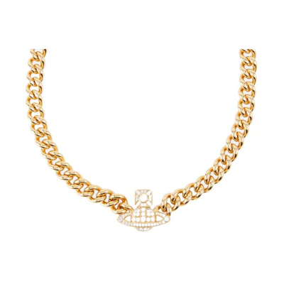 Vivienne Westwood Saturn Logo Gold Brass Necklace - Unisex Couple Design. 6303002302R102