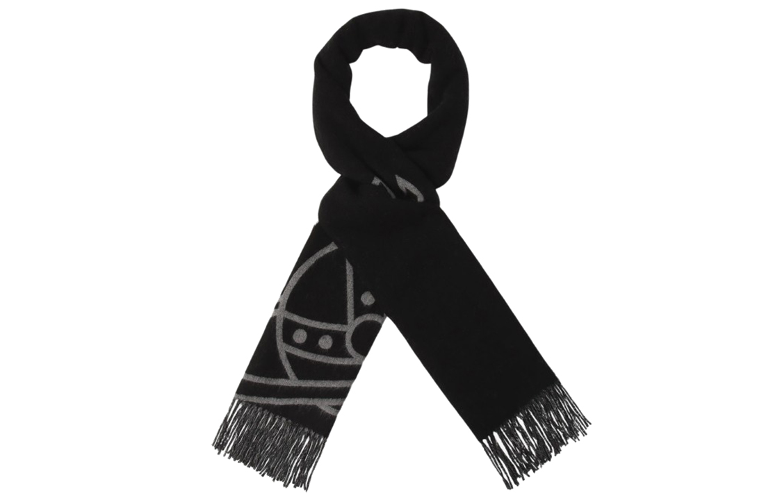 Lookbook Vivienne Westwood 土星印花流苏围巾 男女通用 黑粉情侣款 504804951/2404146062