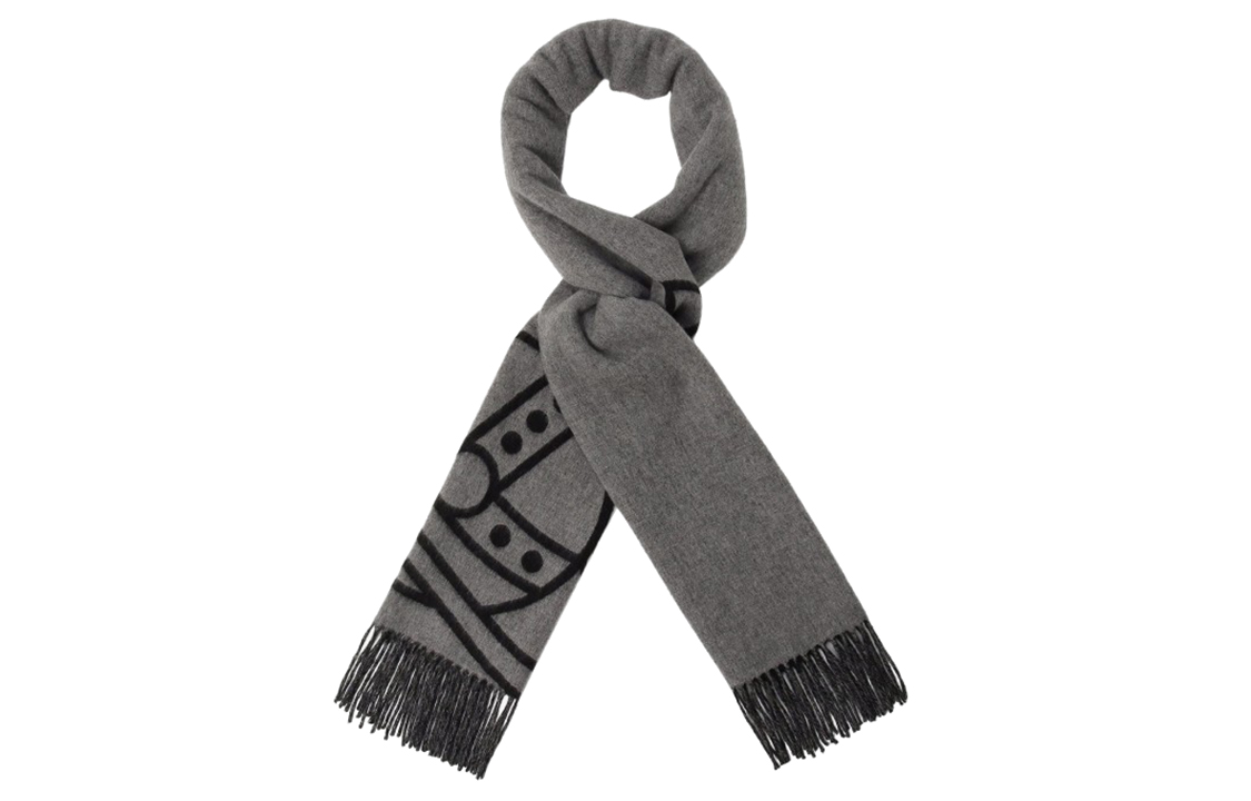 Shop Vivienne Westwood 土星印花流苏围巾 男女通用 黑粉情侣款 504804951/2404146062