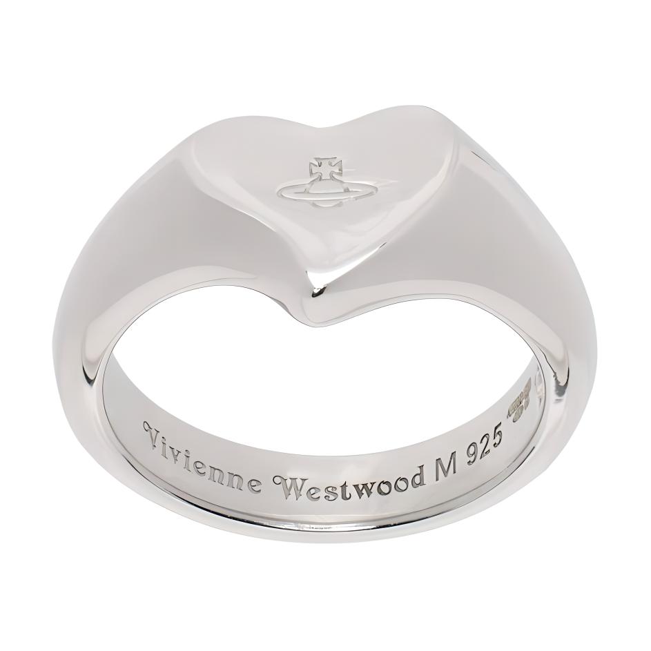 Vivienne Westwood Silver Heart Design 925 Silver Unisex Couple Ring 241314F024006