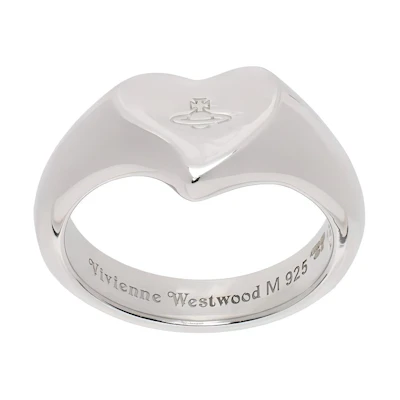 Vivienne Westwood Silver Heart Design 925 Silver Unisex Couple Ring 241314F024006