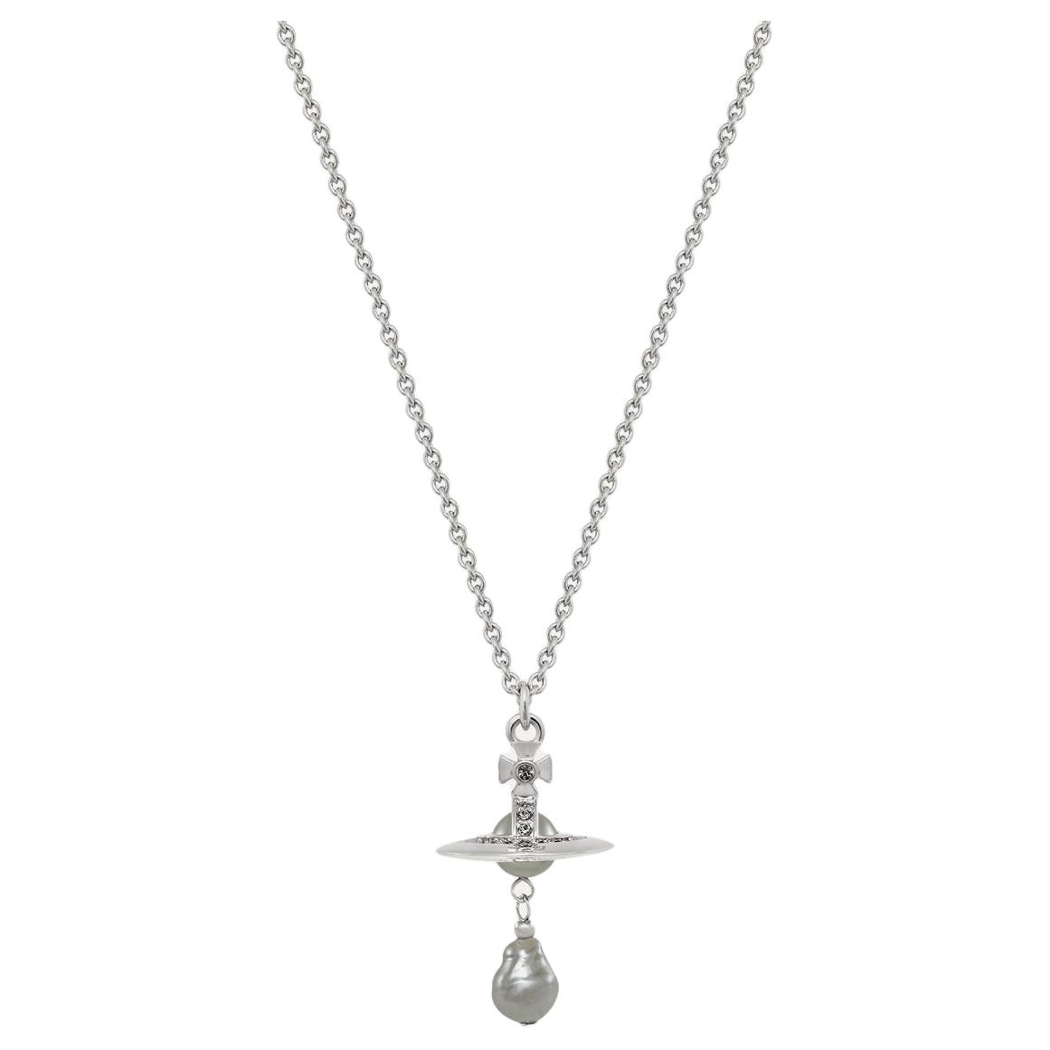 Vivienne Westwood Silver Logo Necklace Unisex Couple Design in Brass. 8050889845058