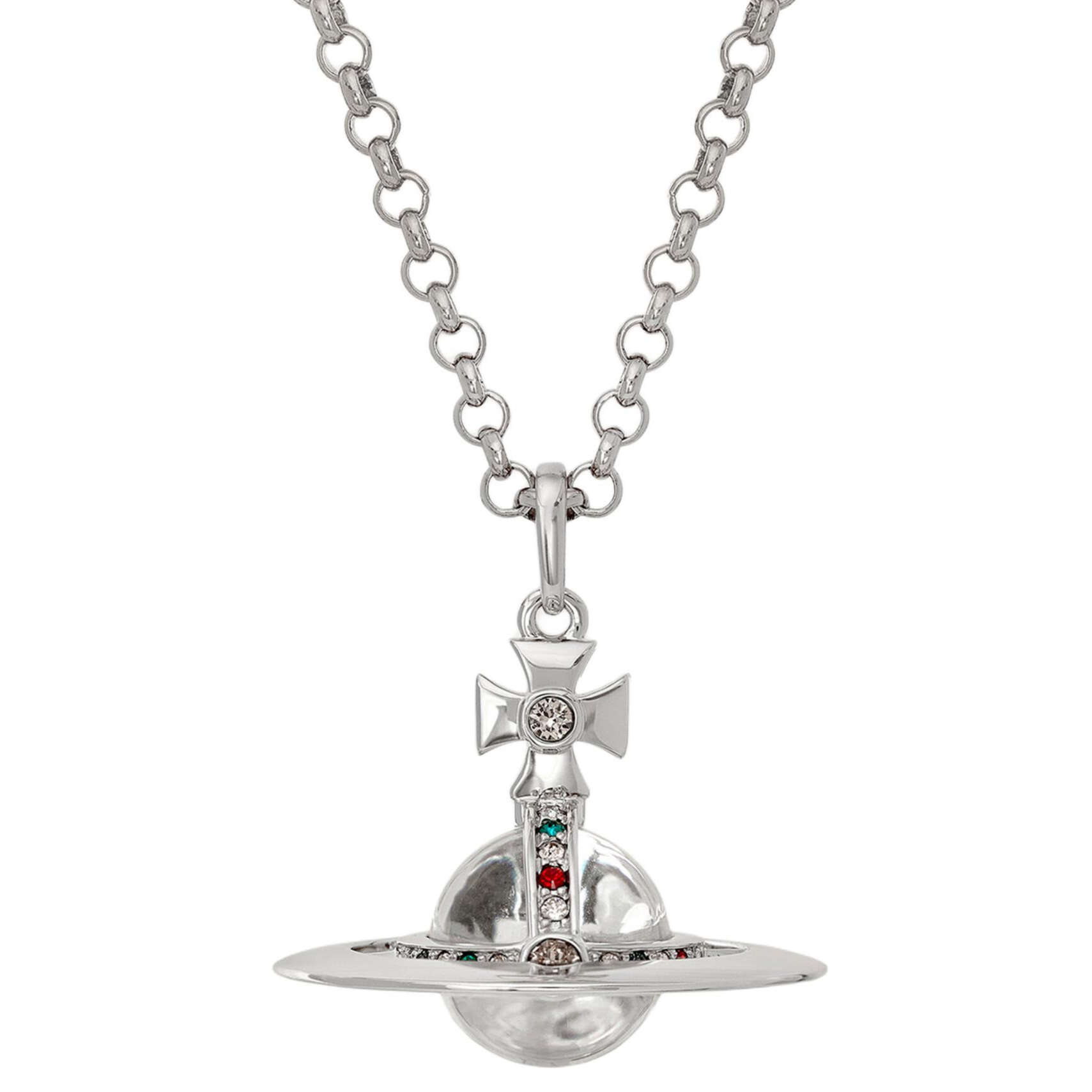Vivienne Westwood Silver Saturn Pendant Necklace Unisex Couple Edition. 6302009602P019