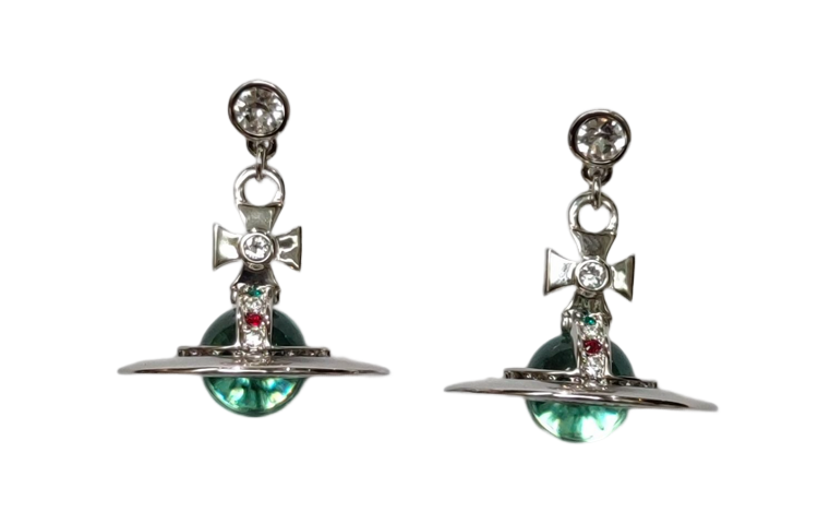 Vivienne Westwood Silver Saturn Shaped Stud Earrings Unisex Couple Design. 6202011202P181-CN001