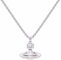 Vivienne Westwood Simonetta Pearl Enamel Pendant Necklace Unisex Silver/Pink. 63020322-02P200-CN Vivienne Westwood Simonetta Pearl Enamel Pendant Necklace Unisex Silver/Pink. 63020322-02P200-CN