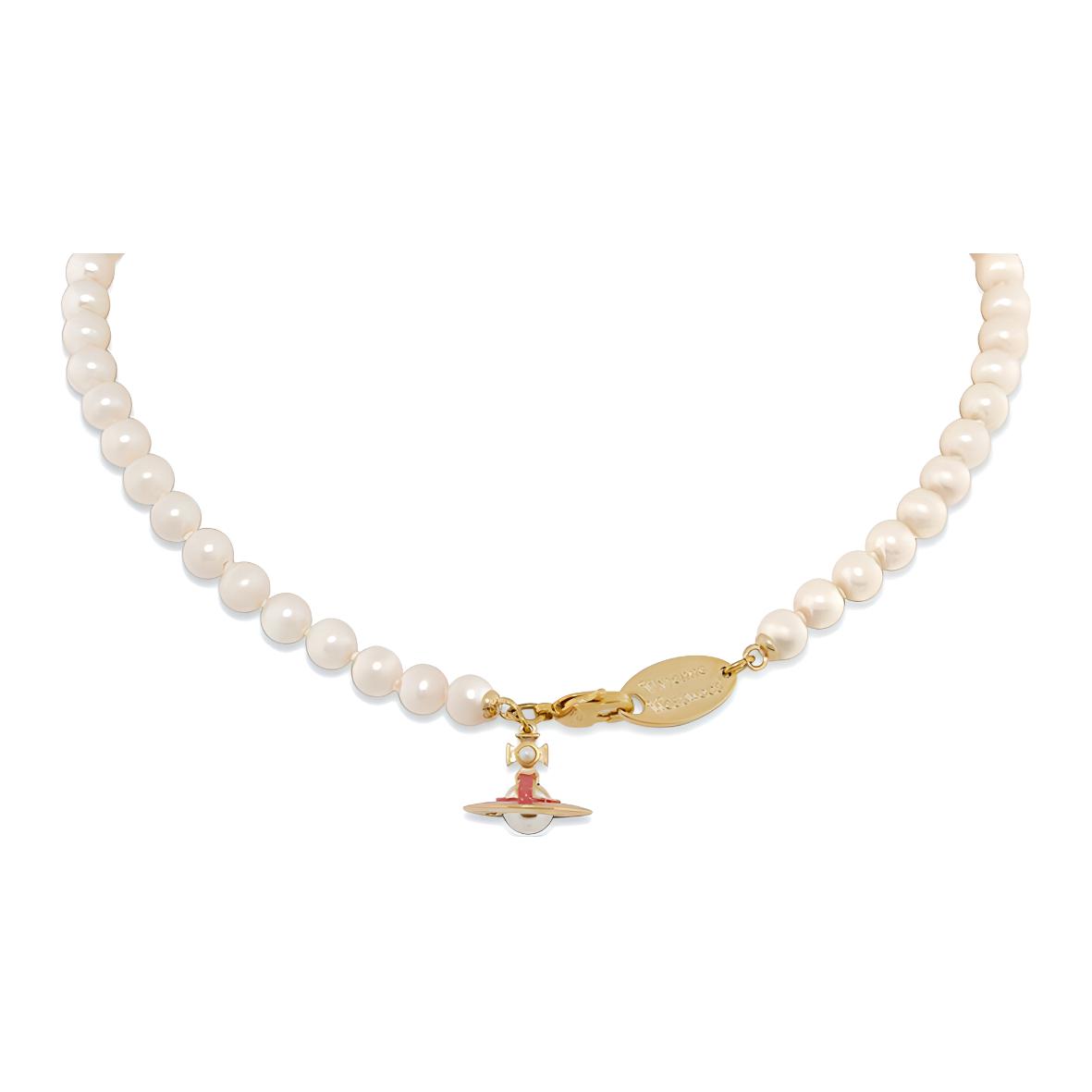 Vivienne Westwood Simonetta Saturn Pendant Brass Pearl Necklace Gold Unisex 6301008502R730