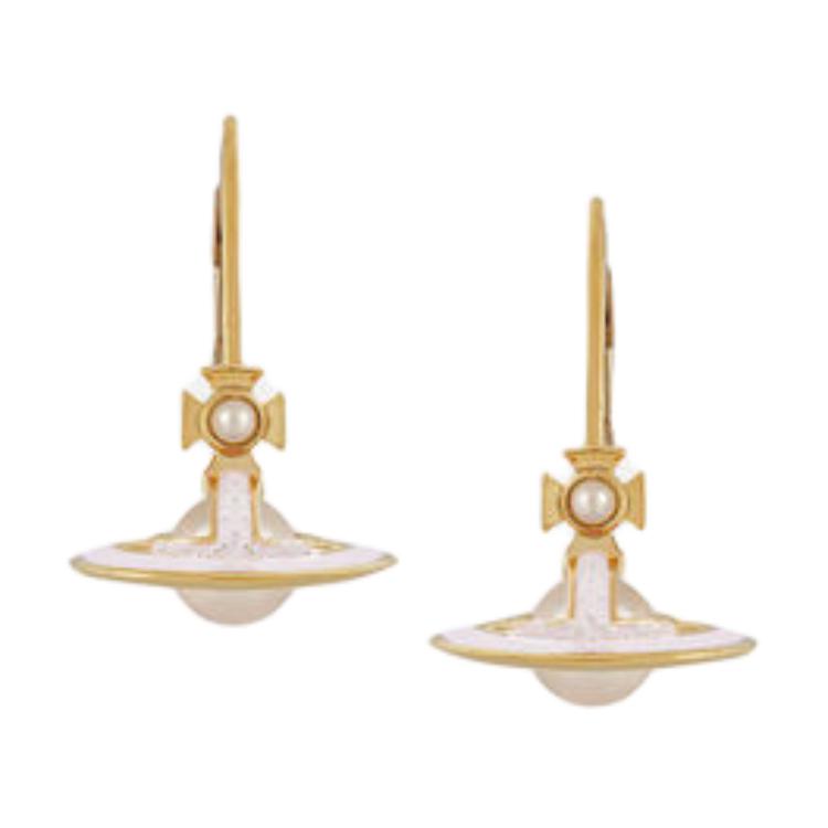 Vivienne Westwood Simonetta Saturn Pendant Pink Enamel Brass Earrings Unisex Gold. 62020115-02R769 圖 2