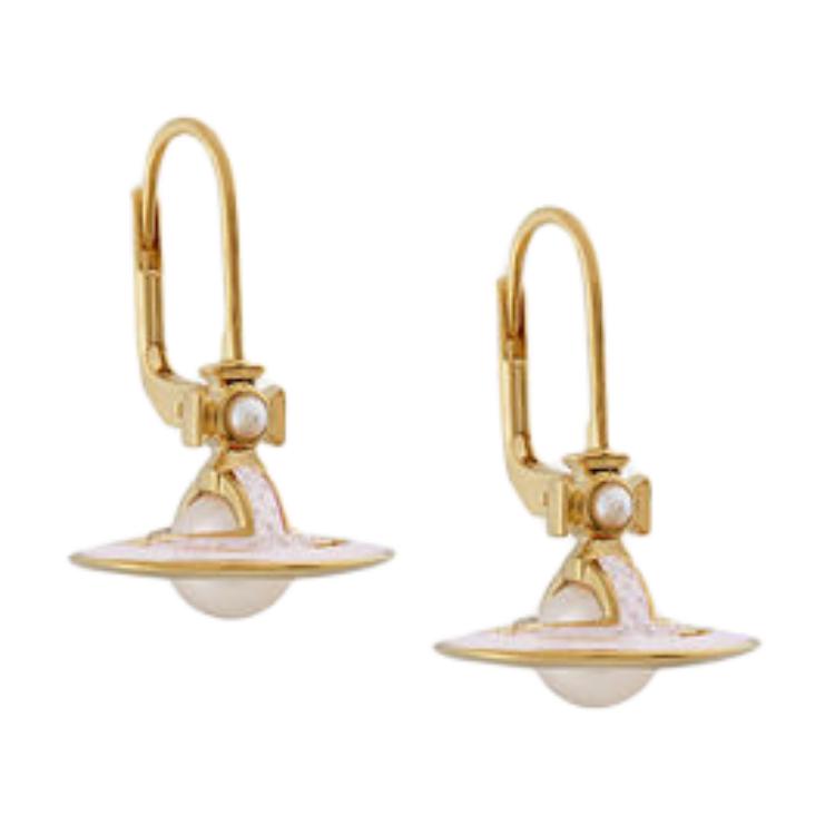 Vivienne Westwood Simonetta Saturn Pendant Pink Enamel Brass Earrings Unisex Gold. 62020115-02R769 圖 3