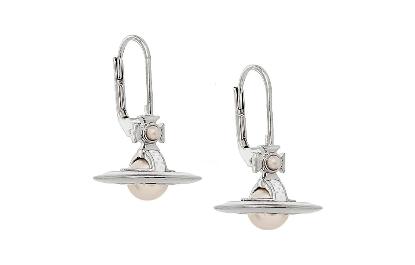 Vivienne Westwood Simonetta Saturn Pendant Platinum Pearl Enamel Unisex Earrings. 62020115-02P113-CN 圖 3
