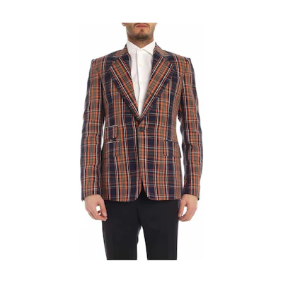 Vivienne Westwood Single-Breasted Plaid Slim-Fit Blazer Jacket Multicolor S25BN0450S52667001F