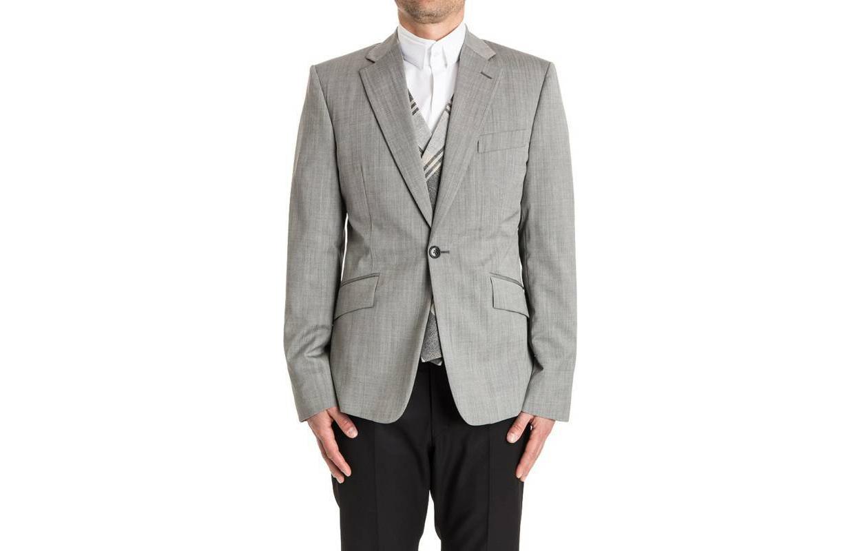 Vivienne Westwood Single-Breasted Slim Fit Blazer Jacket Grey S25BN0358S-44678-900F