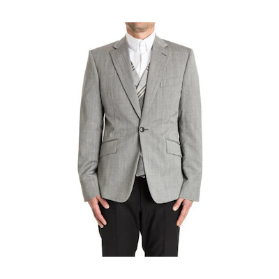 Vivienne Westwood Single-Breasted Slim Fit Blazer Jacket Grey S25BN0358S-44678-900F