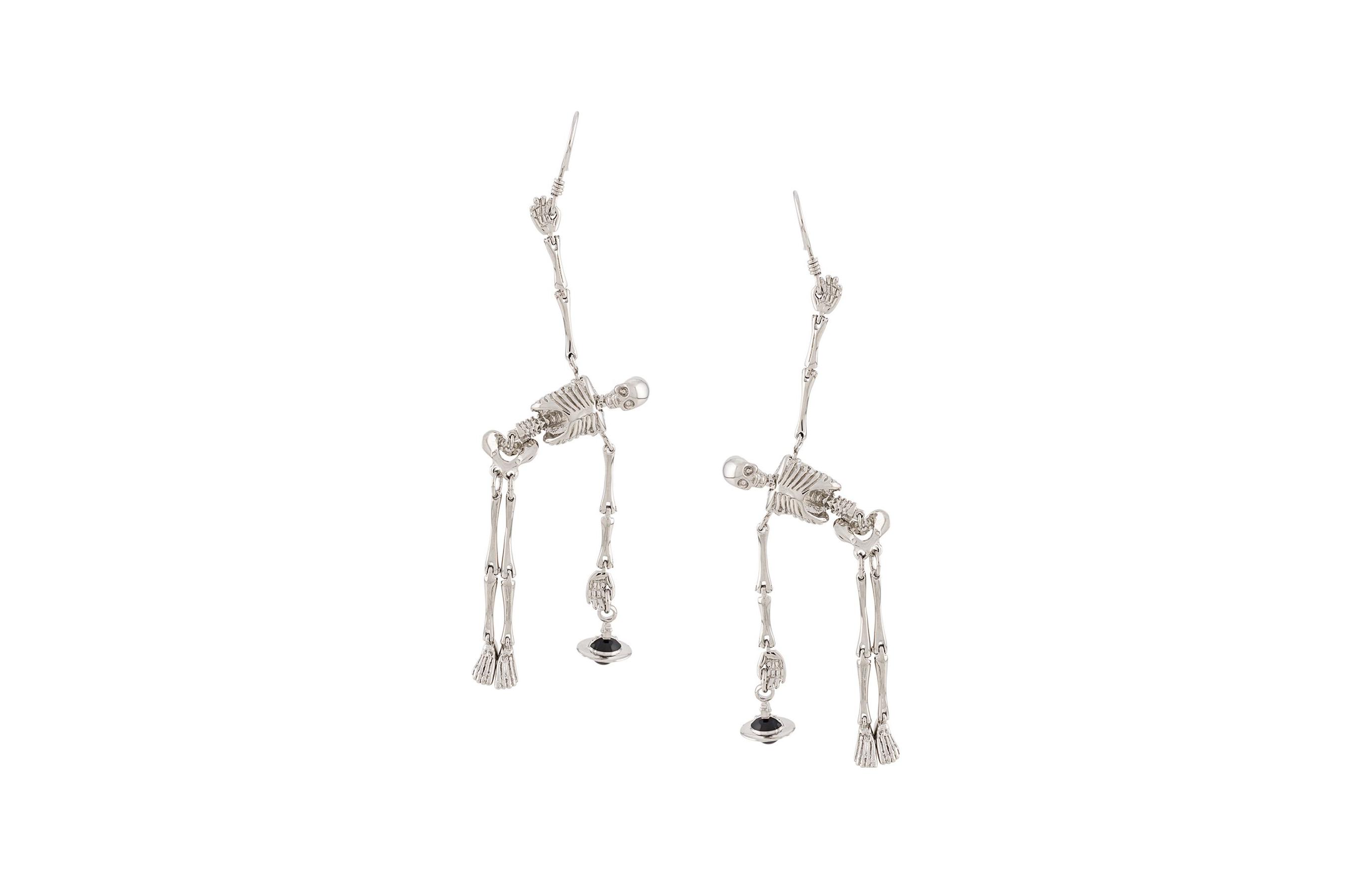 Vivienne Westwood Skeleton Brass Saturn Pendant Earrings Unisex Silver. 62030013W113 圖 2
