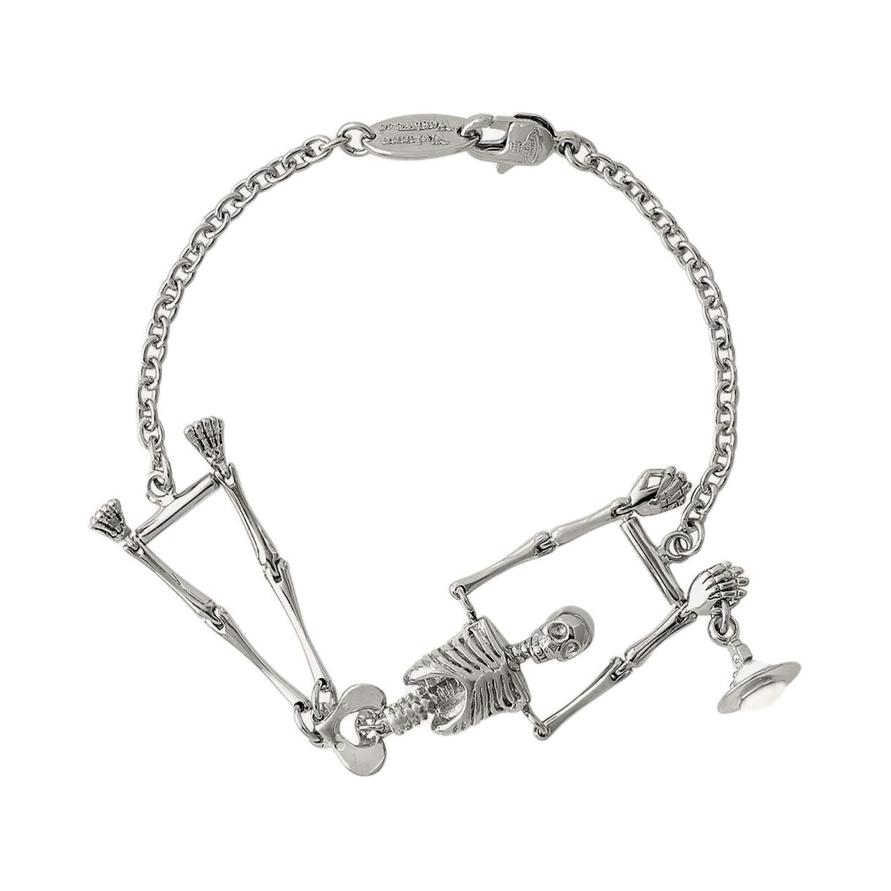 Vivienne Westwood Skeleton Saturn Pendant Bracelet Brass Unisex Silver. 61020030W113W113