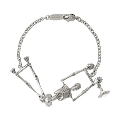 Vivienne Westwood Skeleton Saturn Pendant Bracelet Brass Unisex Silver. 61020030W113W113