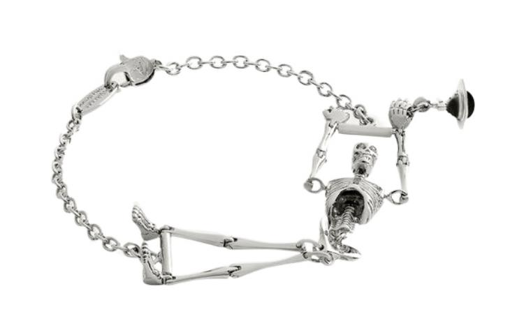 Order 비비안 웨스트우드 스켈레톤 사턴 펜던트 팔찌 브라스 유니섹스 실버. 61020030W113W113