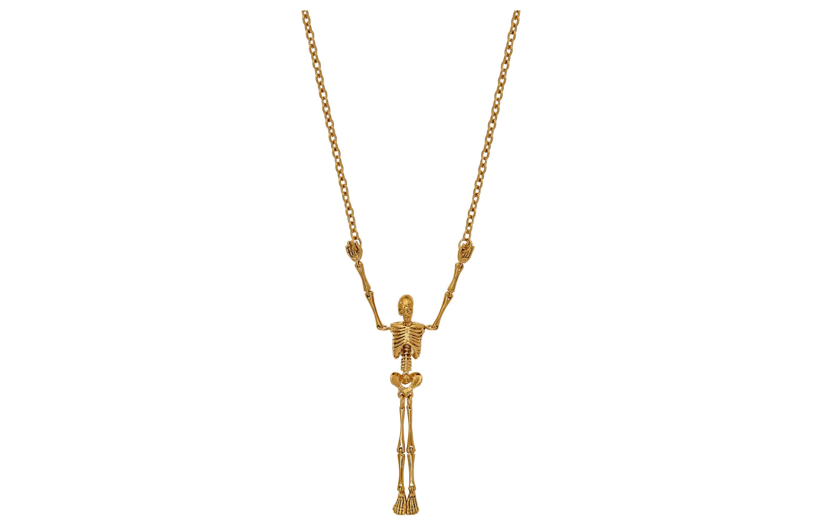 Vivienne Westwood Skeleton Saturn Pendant Necklace Gold Unisex Couple Design. 6301002402R445R445