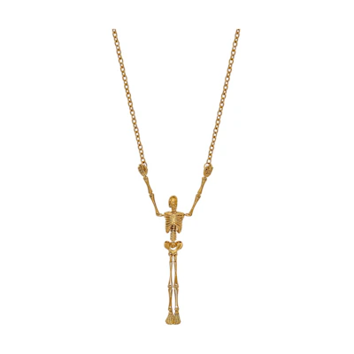 Vivienne Westwood Skeleton Saturn Pendant Necklace Gold Unisex Couple Design. 6301002402R445R445