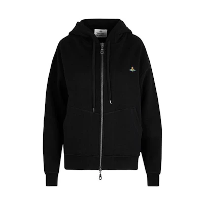 Vivienne Westwood Solid Color Zip Hoodie Jacket - Black 3I010005-J0006-PO-BLACK