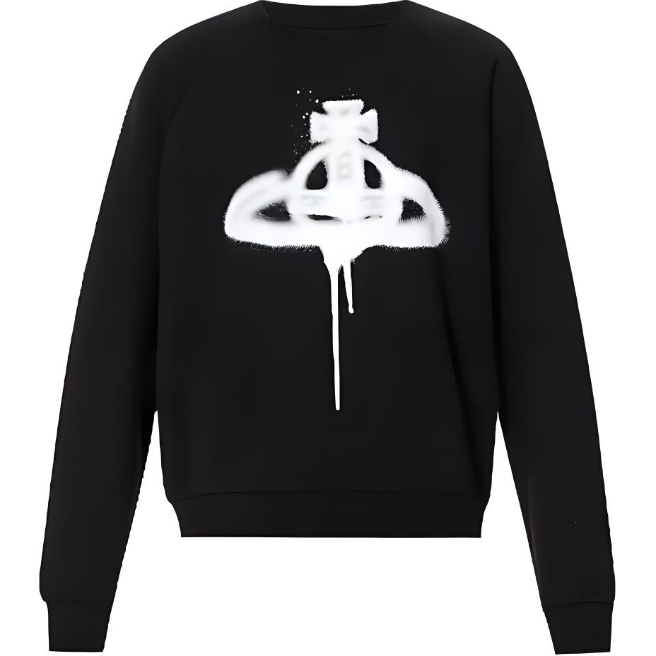 Vivienne Westwood Spray Print Graphic Crewneck Long-Sleeve Sweatshirt Black Men 1I010009J0032N306PO