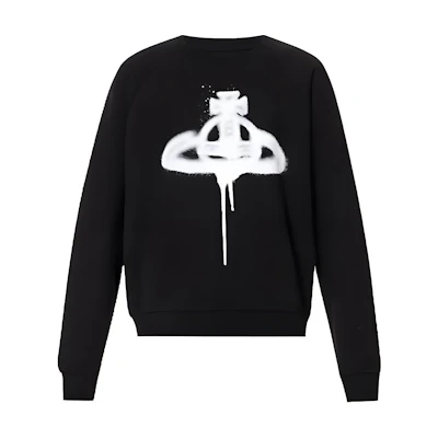 Vivienne Westwood Spray Print Graphic Crewneck Long-Sleeve Sweatshirt Black Men 1I010009J0032N306PO