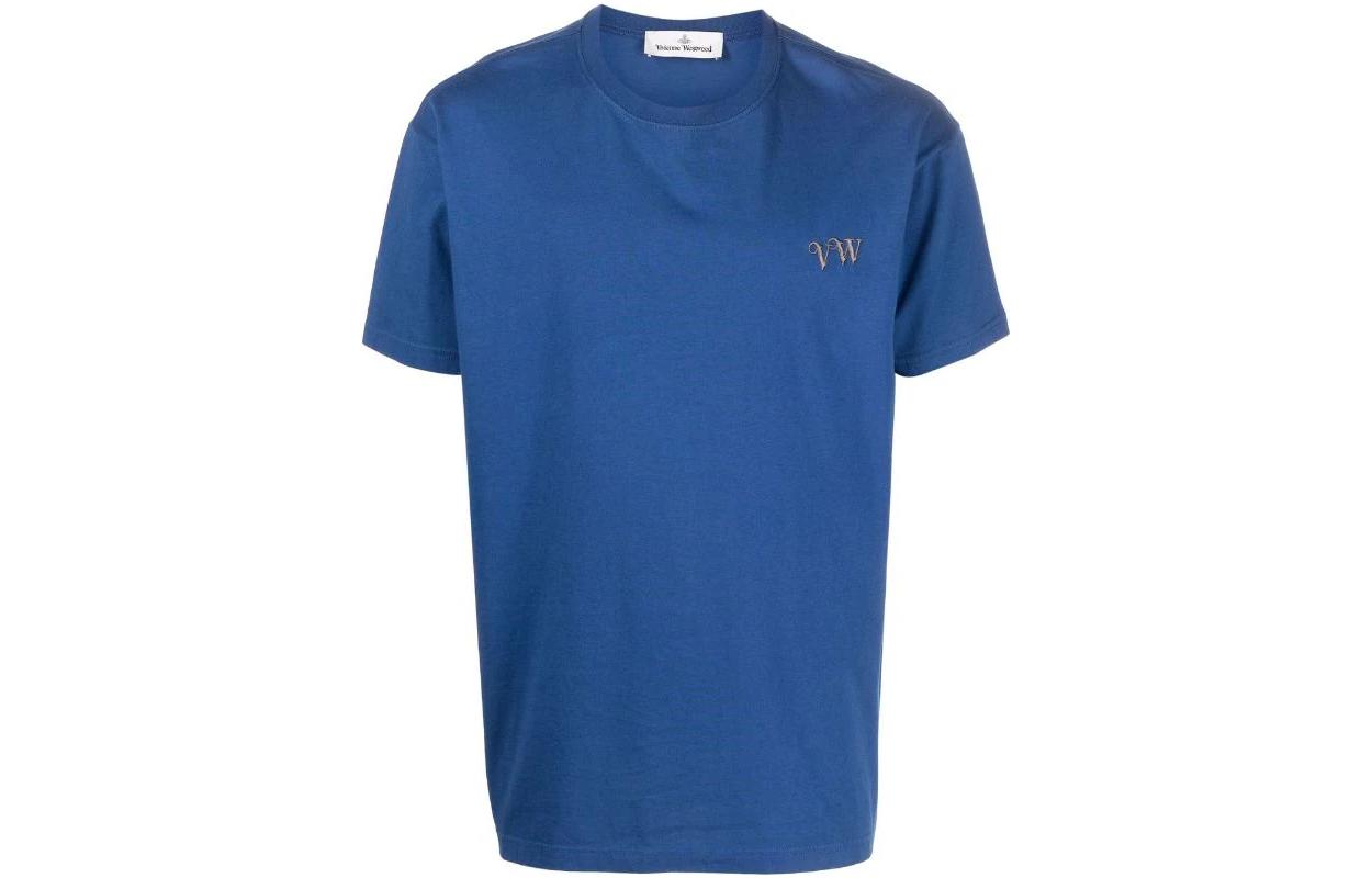 Vivienne Westwood SS22  Blue Crewneck Logo Embroidered Tee. 3G010005J001MK401