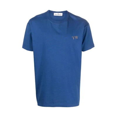 Vivienne Westwood SS22 Blue Crewneck Logo Embroidered Tee. 3G010005J001MK401