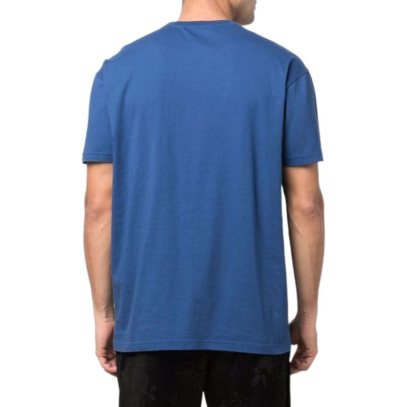 Shop Vivienne Westwood SS22 Camiseta Azul Cuello Redondo con Logo Bordado. 3G010005J001MK401