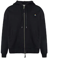 Vivienne Westwood SS22 Black Embroidered Logo Zip-Up Hoodie Jacket Mens 2I010001J0006PON401 Vivienne Westwood SS22 Black Embroidered Logo Zip-Up Hoodie Jacket Mens 2I010001J0006PON401