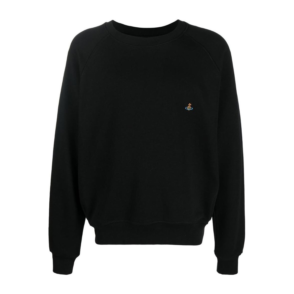 Vivienne Westwood SS22 Black Pullover Sweatshirt with Saturn Logo Embroidery 3I010004J0006N401