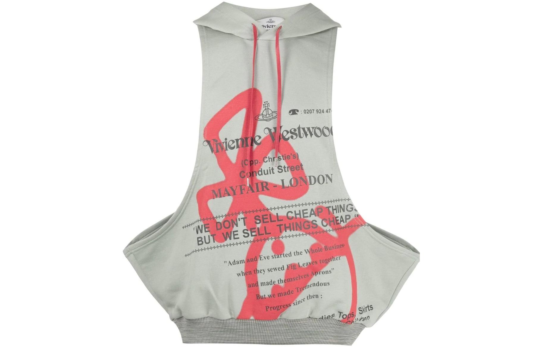 Vivienne Westwood SS22 Logo Print Sleeveless Hoodie Men’s Grey 2I010004J002I-M301