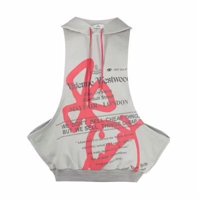 Vivienne Westwood SS22 Logo Print Sleeveless Hoodie Men’s Grey 2I010004J002I-M301