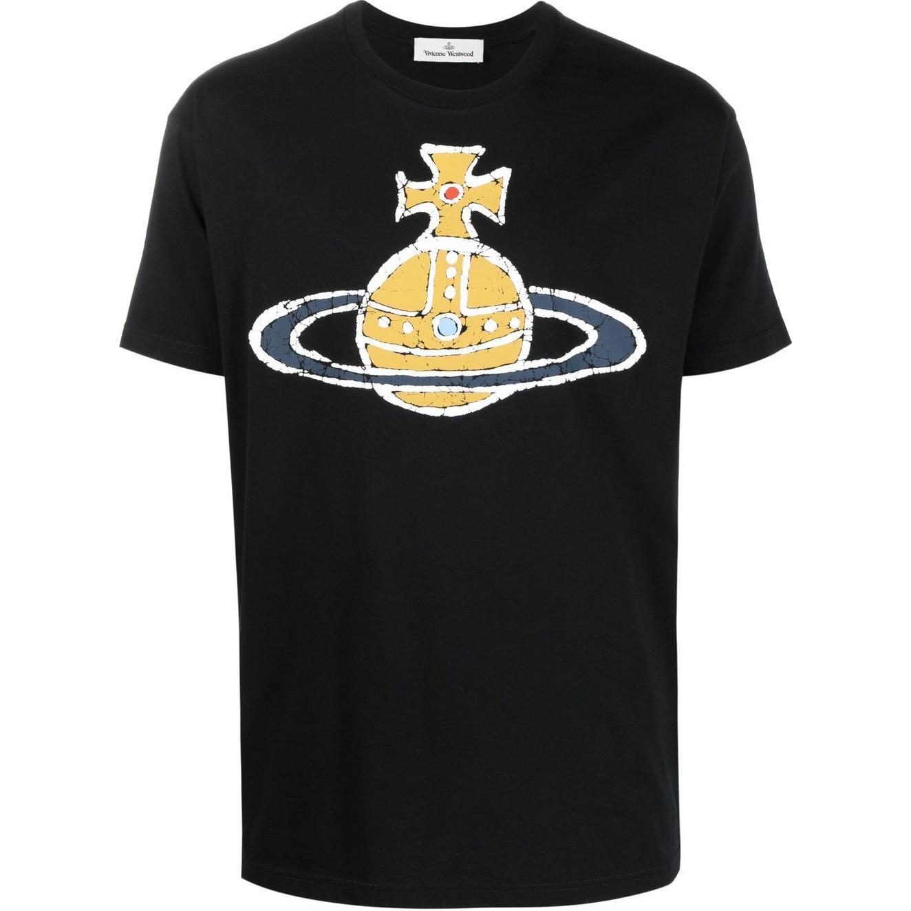 Vivienne Westwood SS22 Saturn Logo Black Unisex Crewneck T-Shirt. 3G01000KJ001MN401