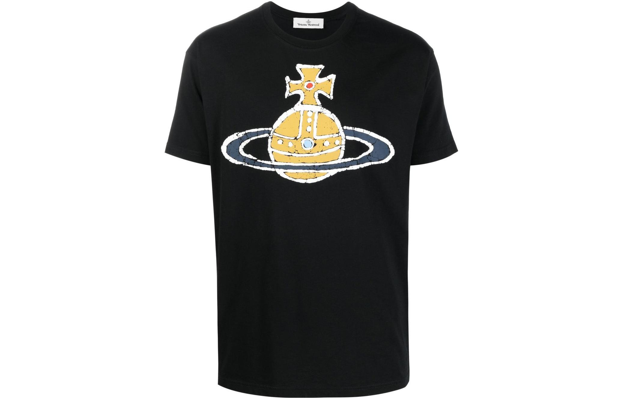 Order 薇薇安·威斯特伍德 SS22 土星标志黑色男女同款圆领T恤. 3G01000KJ001MN401