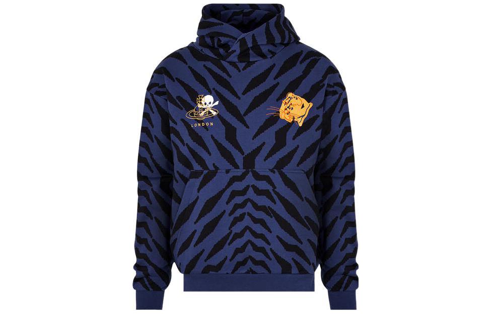 Vivienne Westwood SS22 Tiger Print Pullover Hoodie Blue 3I010003J0032K301