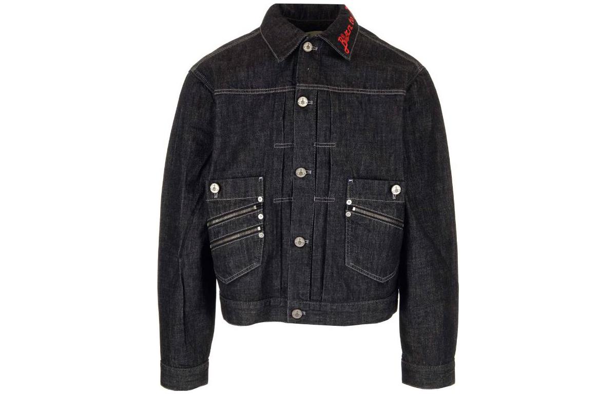 Vivienne Westwood SS23 Black Cropped Jacket with Logo Embroidery 39010008W00HFDEN401