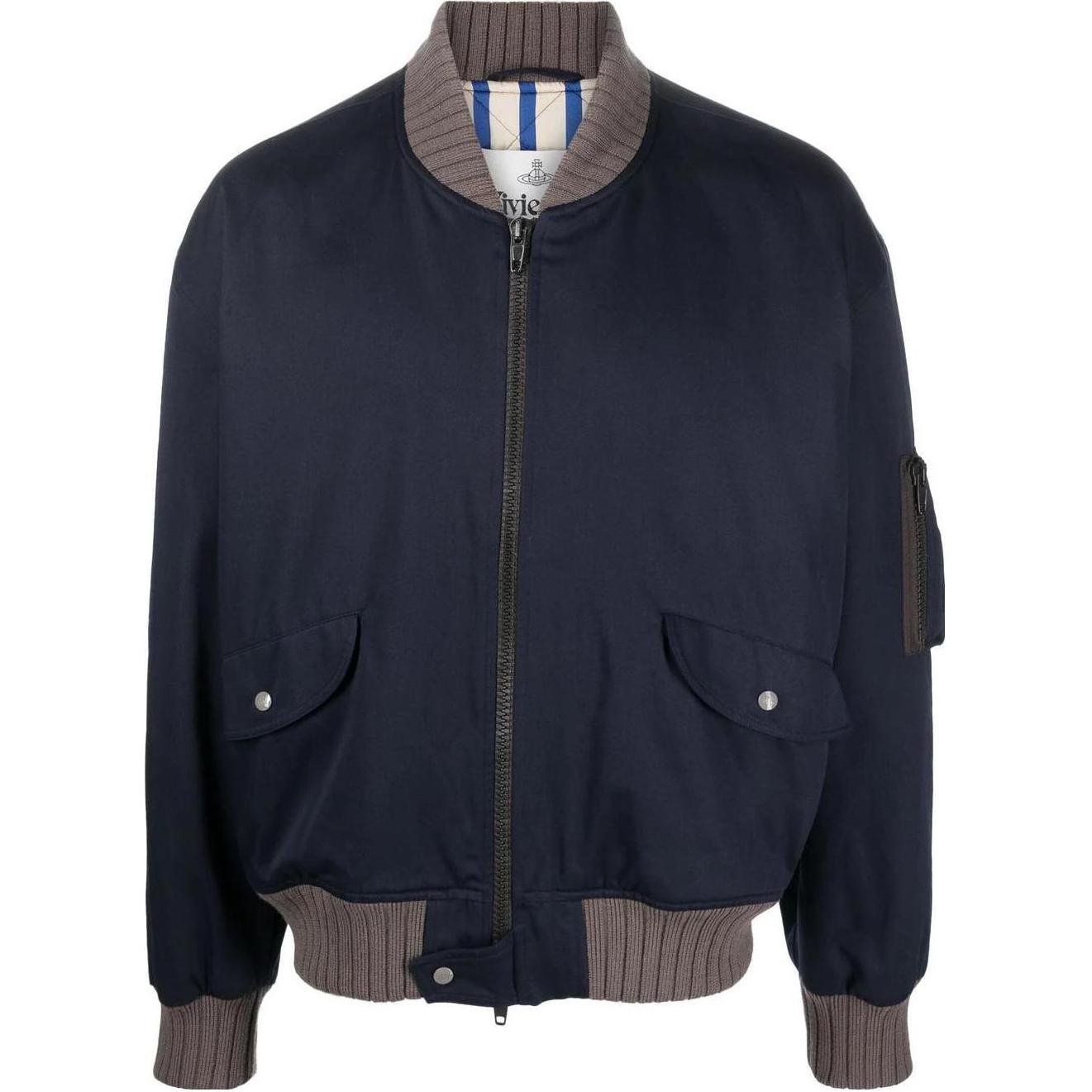 Vivienne Westwood SS23 Blue Embroidered Lettering Bomber Jacket 33040004W006QPIX402